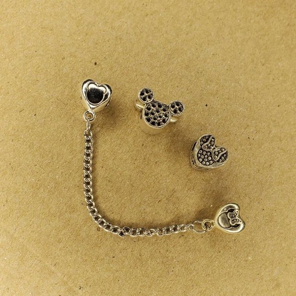 Set of 4: Mickey Mouse Beads - Safety Chain, Glass Bead & More. Create Own Brace - Picture 3 of 4